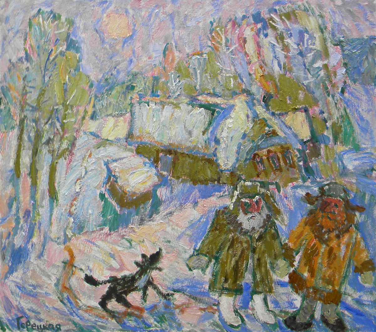 Полина Горецкая "Полнолуние. Волки" 2017 картон, масло 70х80