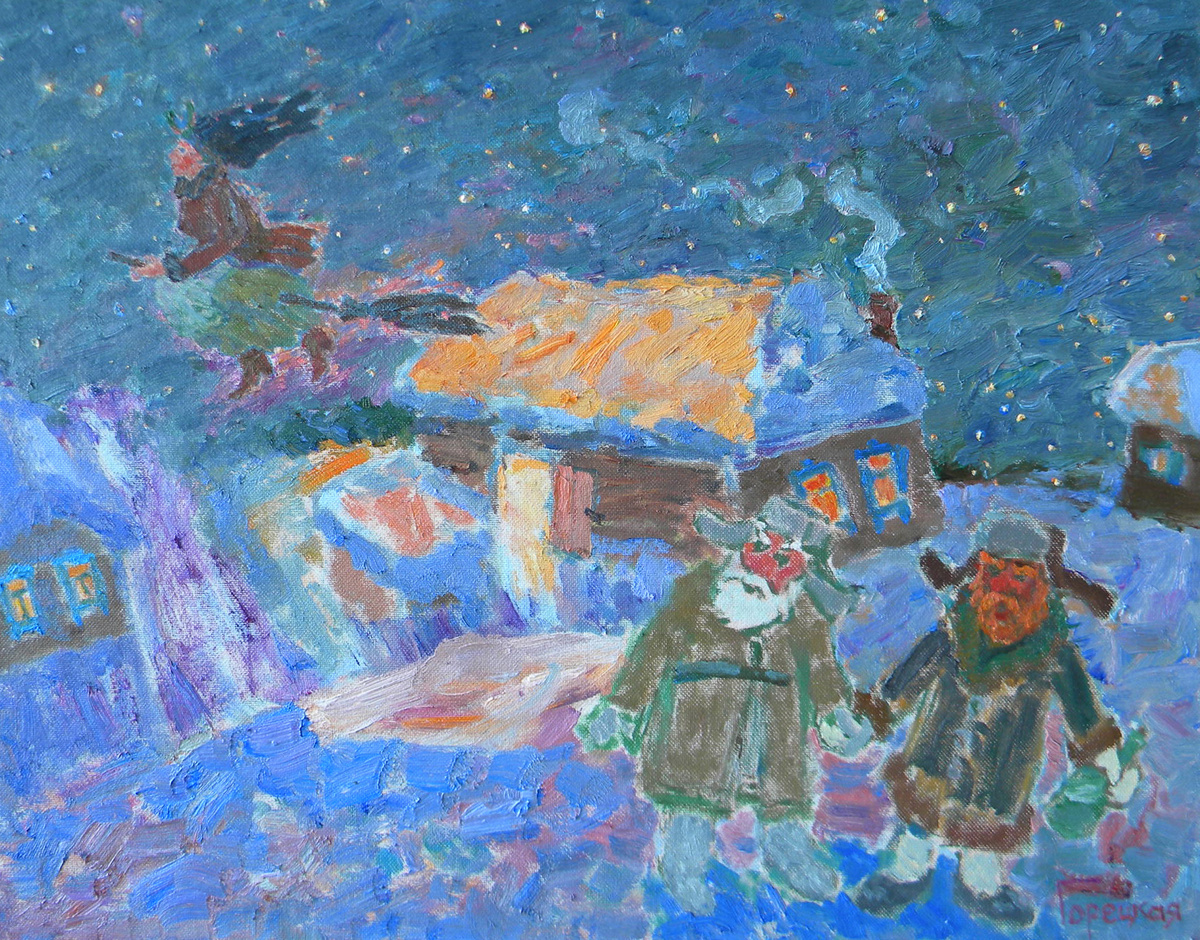 Полина Горецкая "По мотивам Николая Гоголя" 2022 картон, масло 70х90