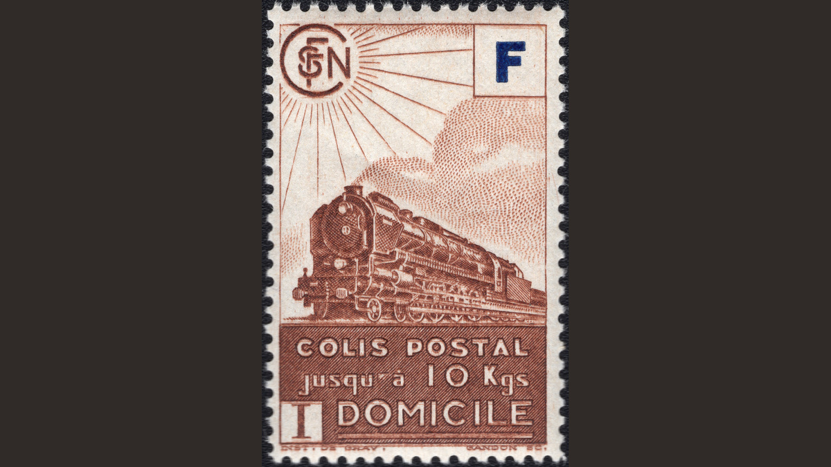 1. Франция, 1943 год, № PP 166. Паровоз. Железнодорожные мотивы.