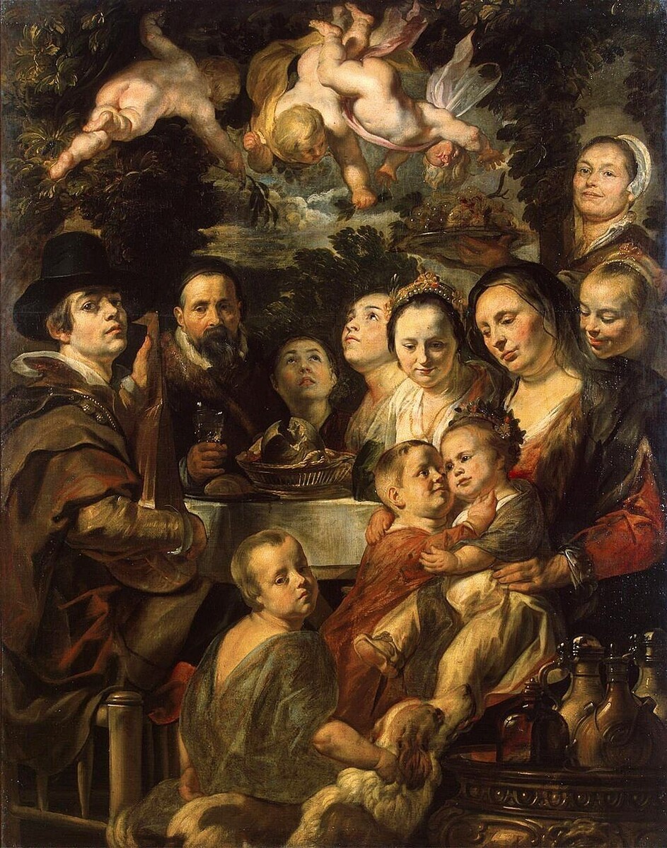 Якоб Йорданс: автопортрет с родителями, братьями и сестрами, 1615, холст, масло,  Государственный Эрмитаж
