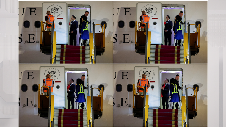    Фрагмент видео, на котором Эммануэль Макрон получил пощечину. Reuters/Chalinee Thirasupa