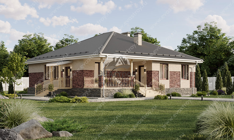 Проект одноэтажного дома 167 м2 с размерами 16 м на 16 м