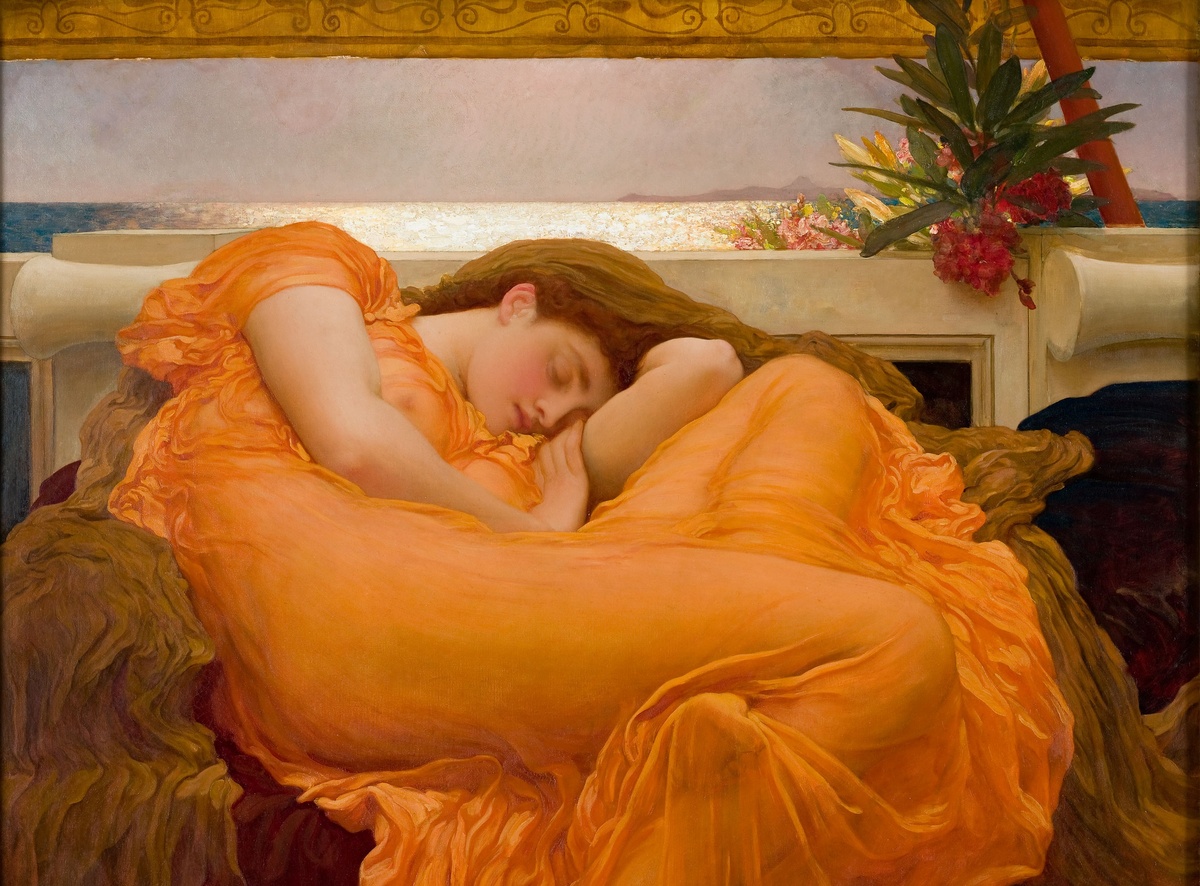   Фредерик Лейтон «Пылающий июнь» (фрагмент), 1895 г., общественное достояние