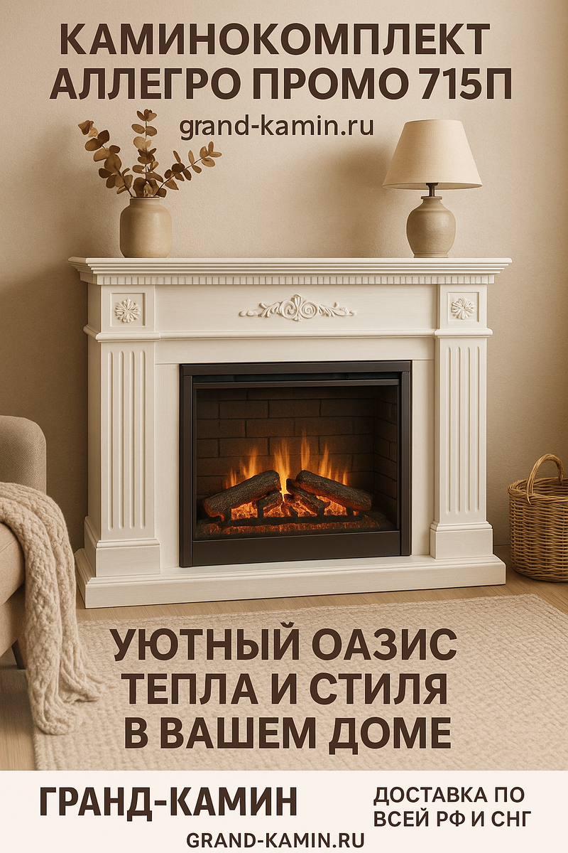    Каминокомплект Аллегро Промо 715П: создайте уютный оазис тепла и стиля в вашем доме Kamin