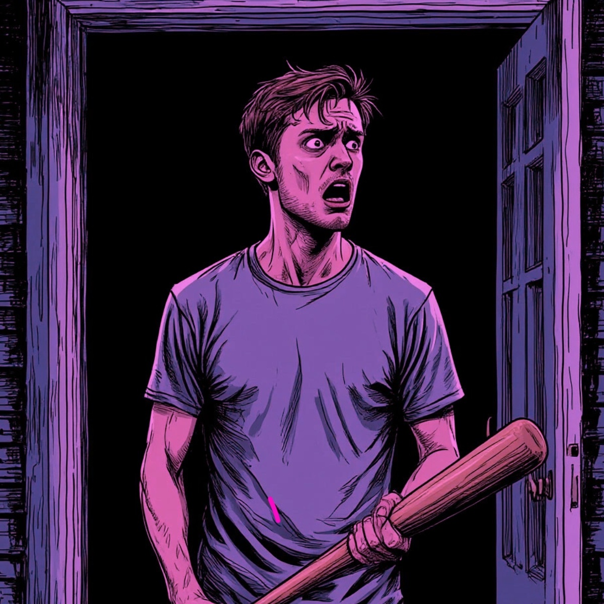 Я открыл ящик рядом со своим стулом и достал бейсбольную биту.