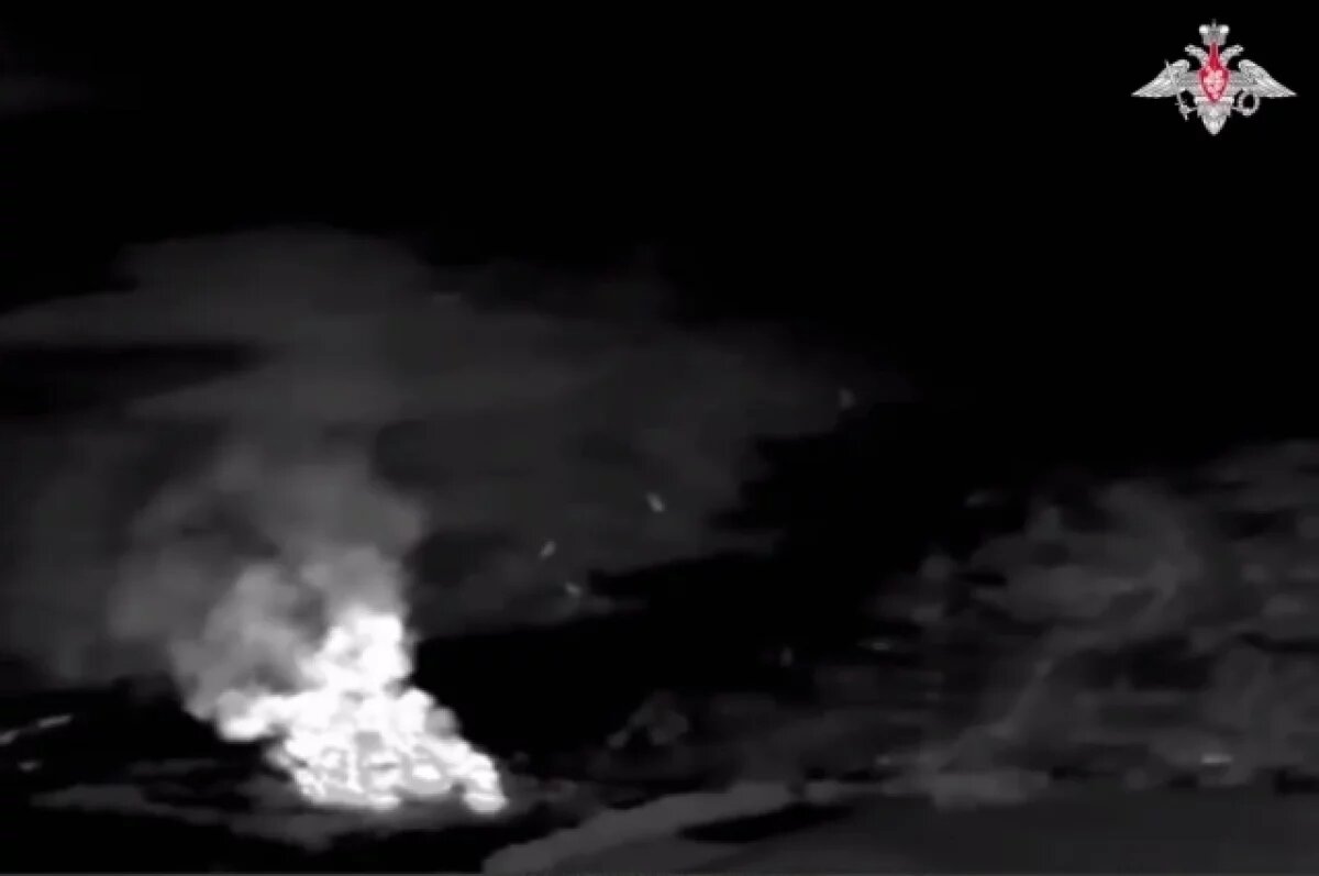    Момент удара российским беспилотником по объекту ВСУ.