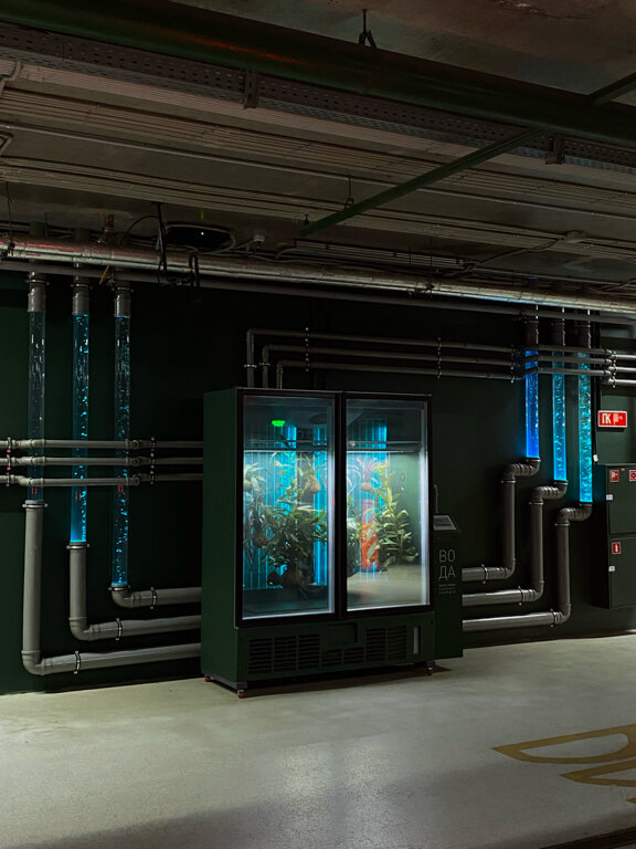 Художник Марина Звягинцева, инсталляция "Water линия" в подземке Зарядья