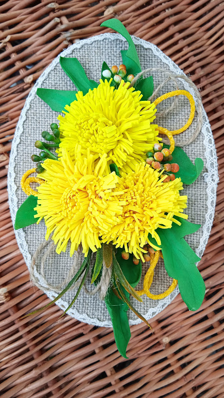 Мои одуванчики из фоамирана. Оформление крышки шкатулки. 