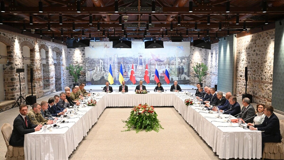 Делегации России и Украины во время переговоров в рабочем офисе президента Турции Долмабахче/ Автор: Рамиль Ситдиков Источник: POOL/ТАСС