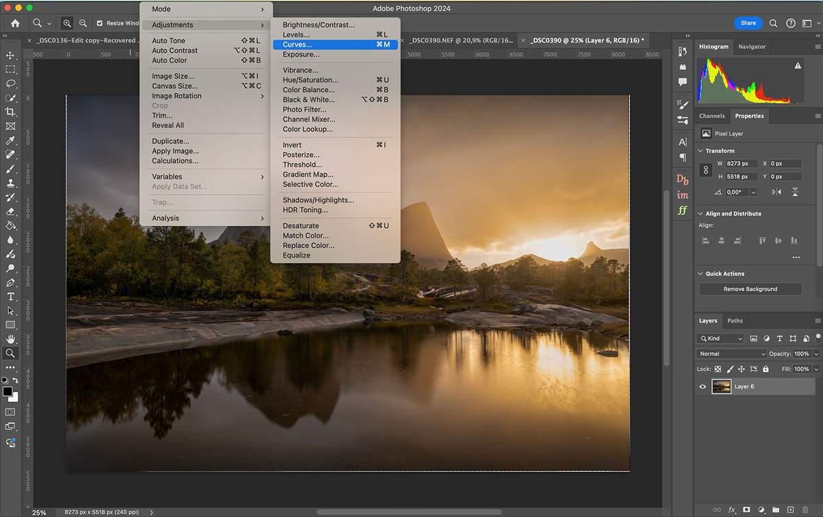 Пример деструктивного редактирования. Все изменения применяются непосредственно к нашему слою и не могут быть скорректированы без отмены и повторного выполнения.