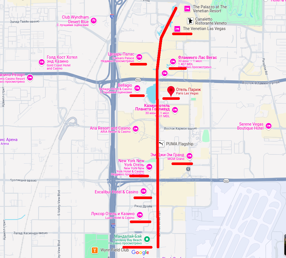 Лас-Вегас. Карта Гугл