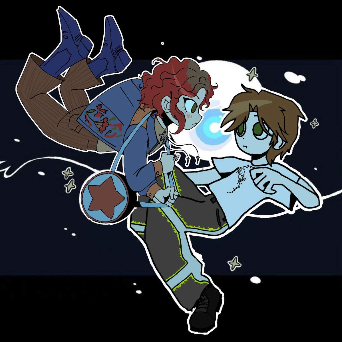 Рисунок дочки, в непривычном но милом стиле. Автопортрет с парнем 😏, но парень из другого города, поэтому гуляет с подругами