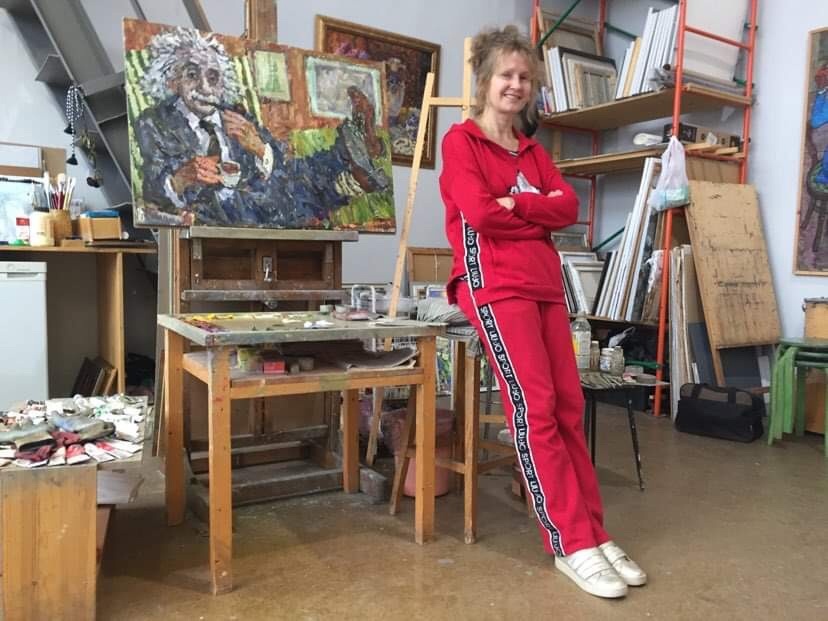 Полина Горецкая "Эйнштейн" 2021 картон, масло 70х100