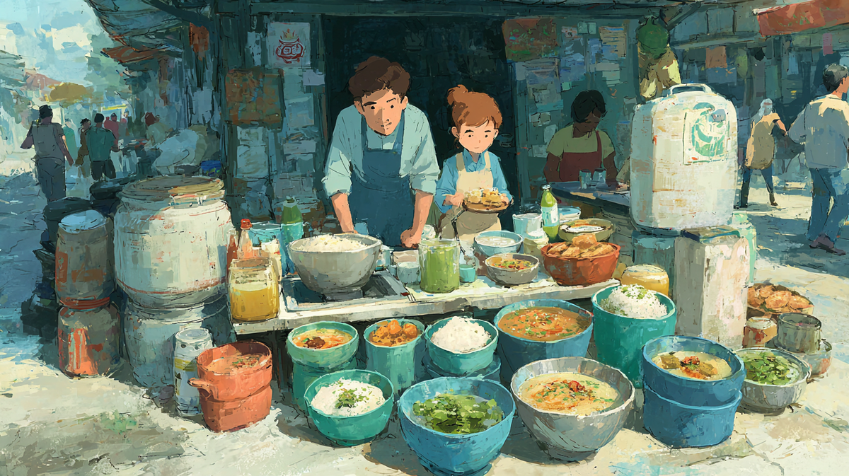 Уличная еда: нан гьи токе на рынке Мандалая