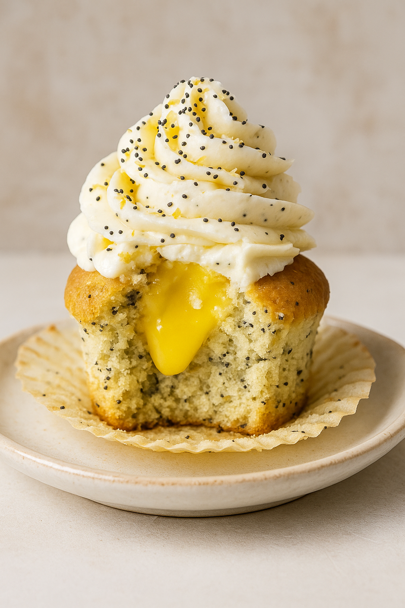 Лимонные капкейки с маком и лимонным курдом