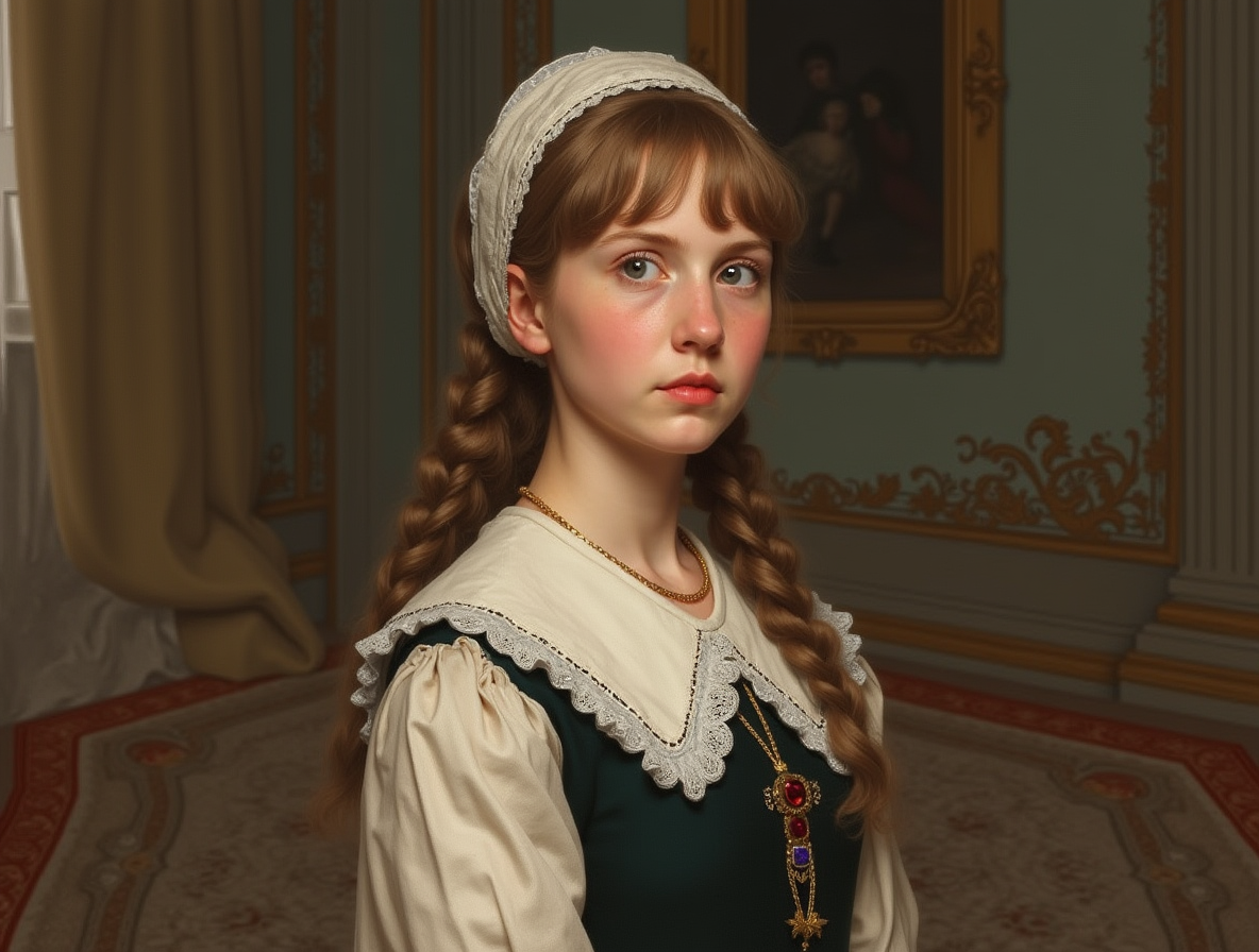Реконструкция. Портрет Марты Скавронской (будущей Екатерины I) в образе молодой служанки.