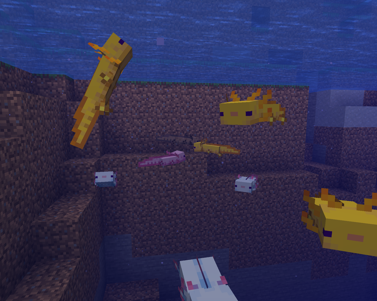 Аксолотли в игре Майнкрафт