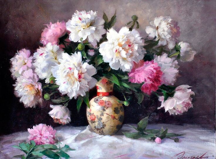 Юрий Николаев «Пионы». Фото картины взято из открытых источников  