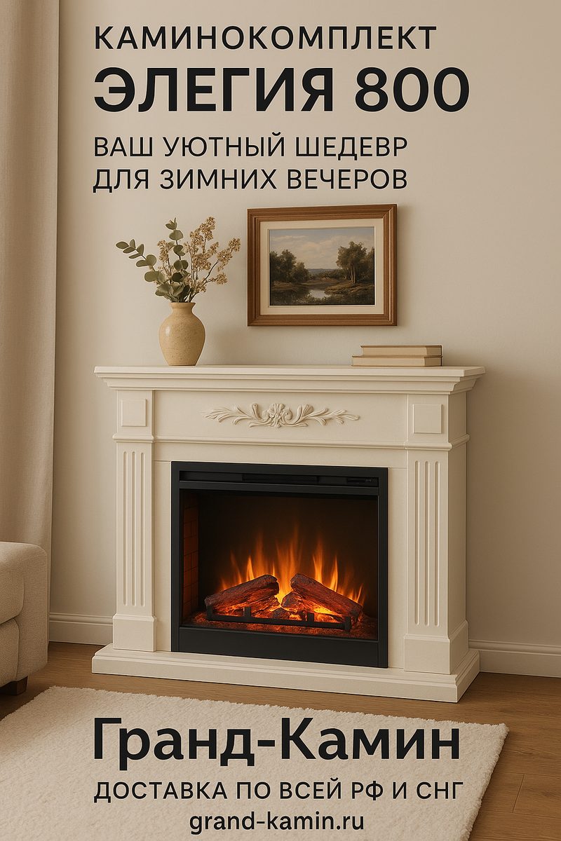    Каминокомплект Элегия 800: ваш уютный шедевр для зимних вечеров Kamin