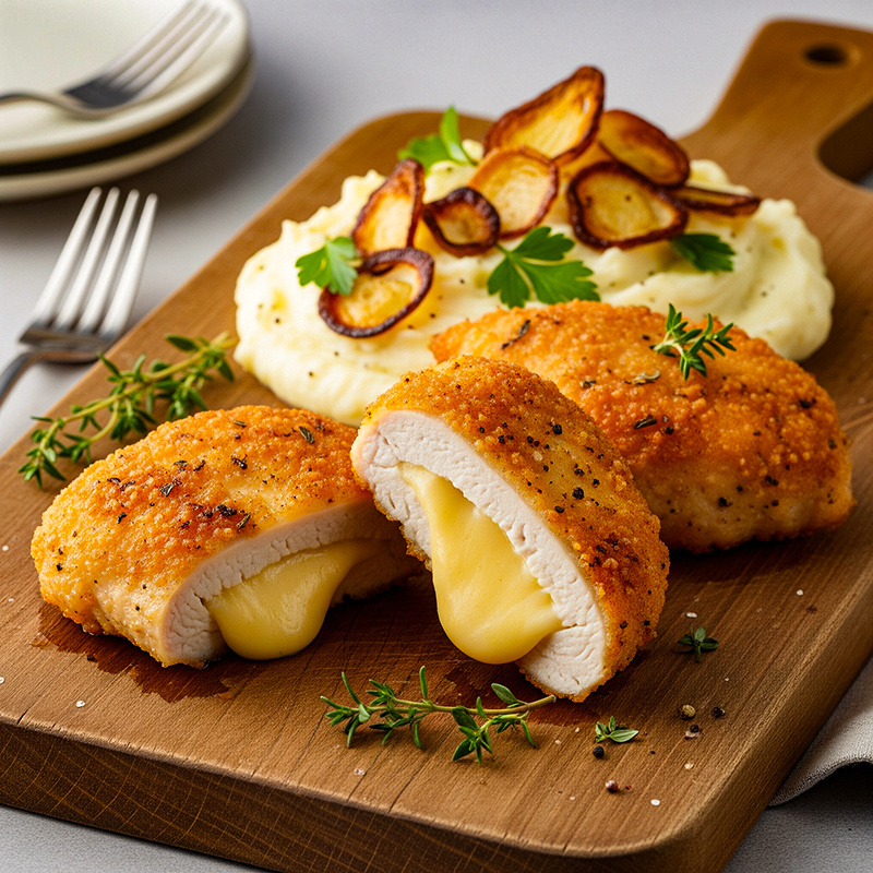 Куриные котлеты с сырной начинкой