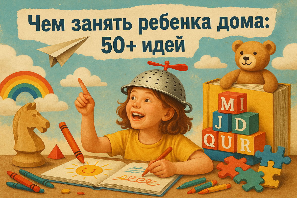 Чем занять ребенка дома: 50+ идей для развития и веселья от Midjourney и ChatGPT