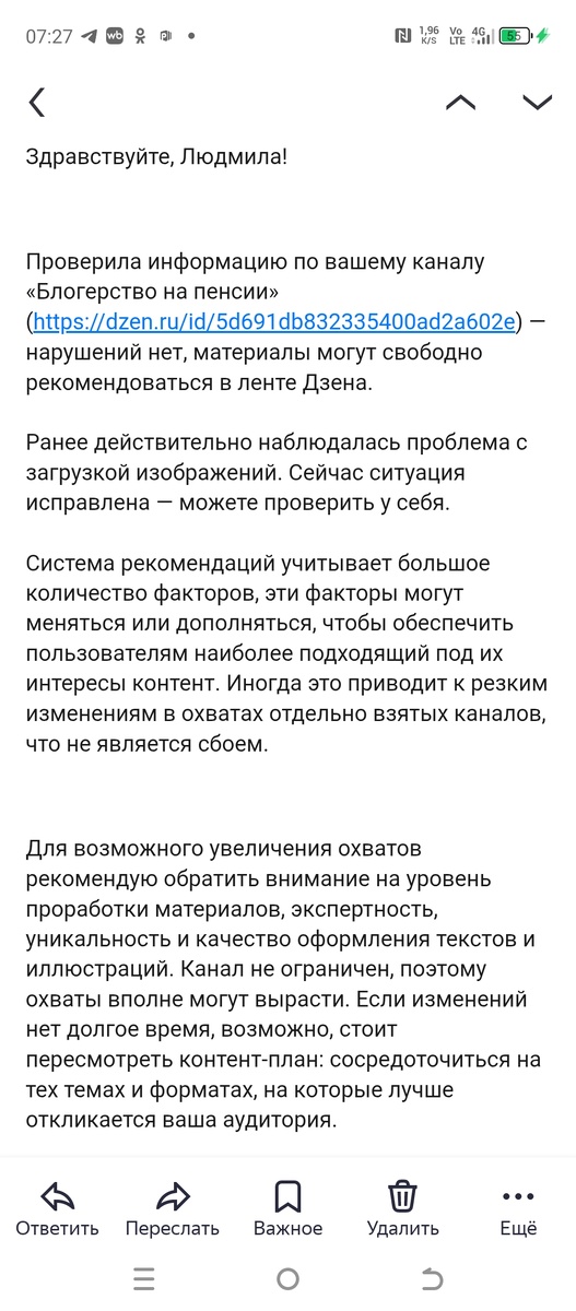 Скриншот техподдержки