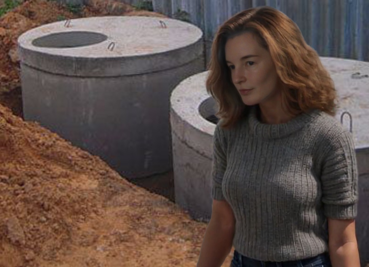 Шов между верхним кольцом и плитой перекрытия чуть выше уровня земли