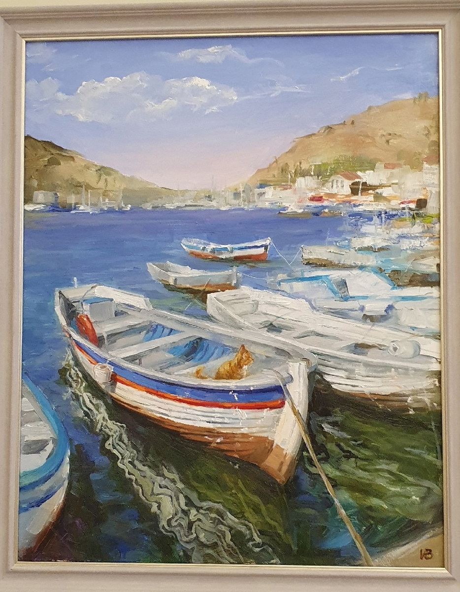 На рыбалку. 2022 г. Холст, масло. 50 x 40 см