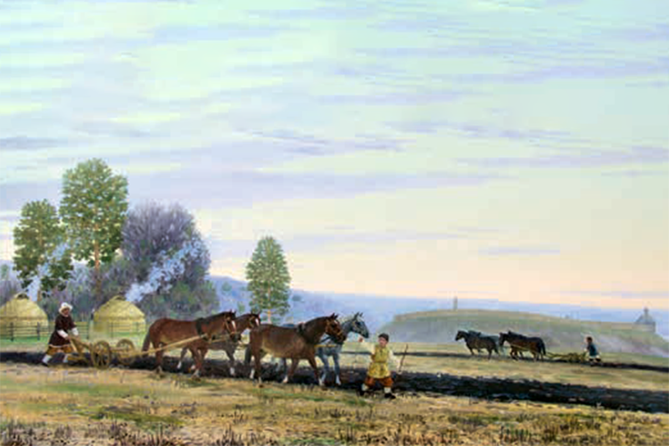 
Сабан (пахота). Худ. Р. Г. Загидуллин. 2015 г.
Источник: 100tatarstan.ru