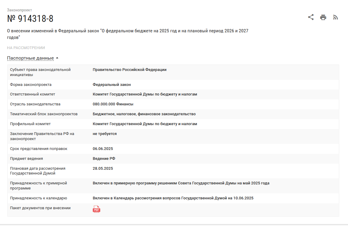 О внесении изменений в Федеральный закон "О федеральном бюджете на 2025 год и на плановый период 2026 и 2027 годов"