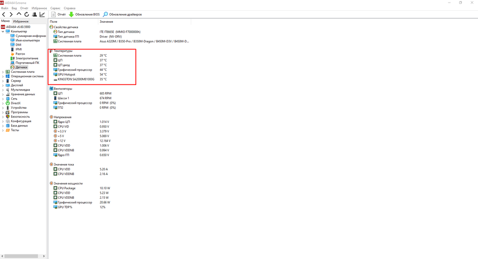 Температурные показатели в AIDA64Источник: Hi-Tech Mail