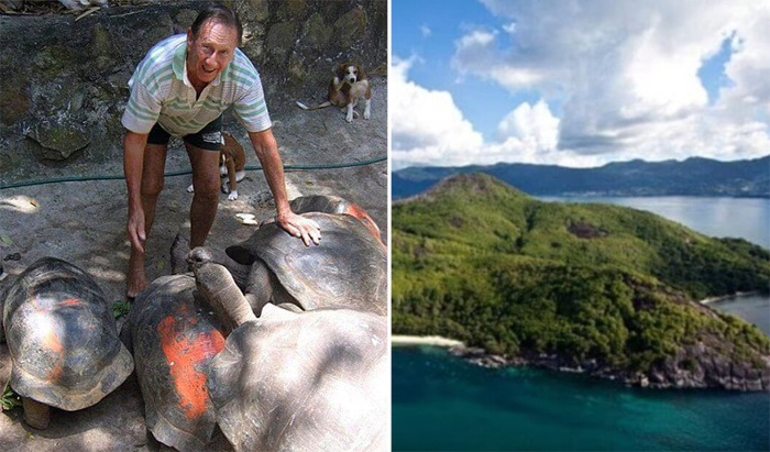 Англичанин Брендон Гримшоу и его необитаемый остров Муайен на Сейшелах / Фото: из социальных сетей