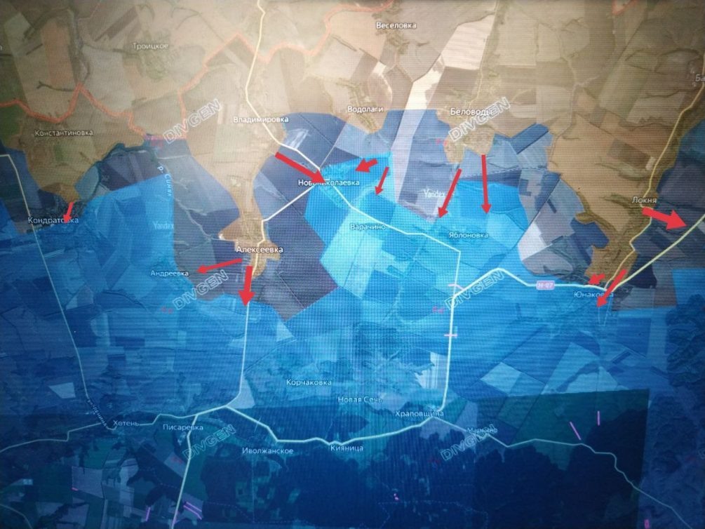    Карта СВО. Прорыв ВС РФ вглубь Сумской области.