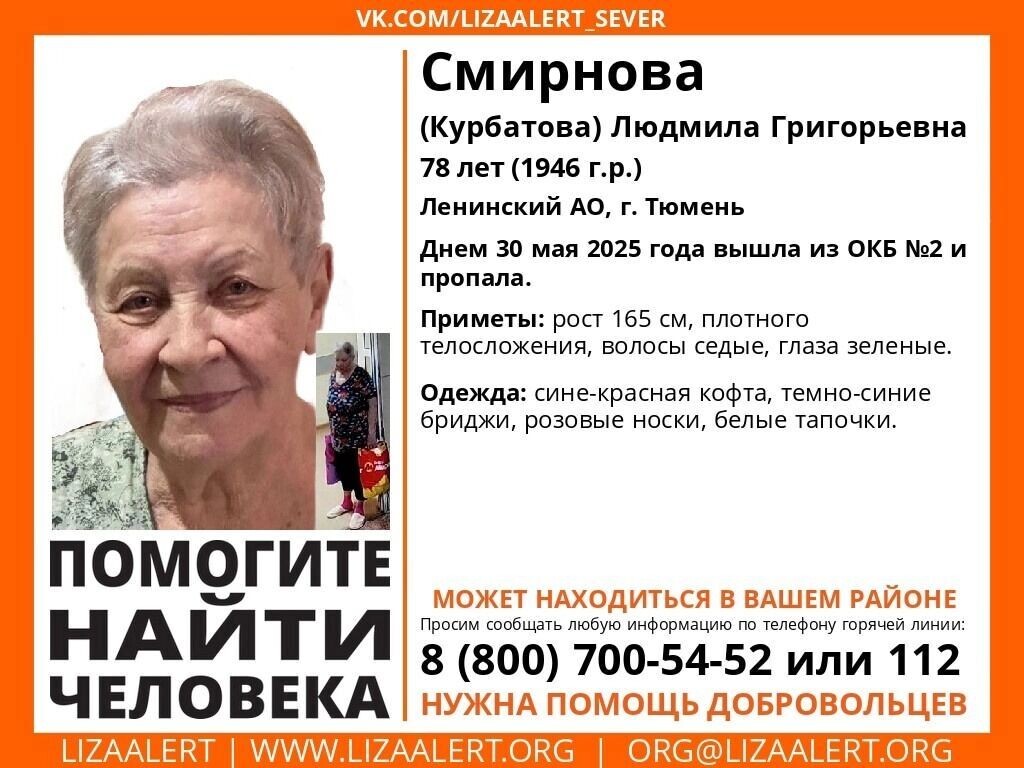     Источник: Поисковый отряд «ЛизаАлерт» Тюменской области