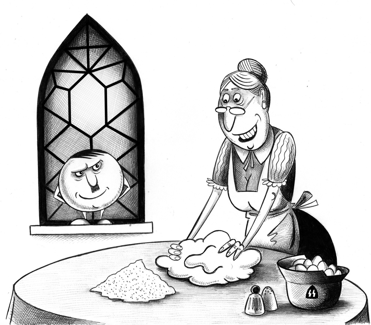 КАРИКАТУРА ОТ ХУДОЖНИКА- КАРИКАТУРИСТА СЕРГЕЯ КОРСУНА ИЗ ЕГО СЕРИИ " КОЛОБКИ ИНОГДА ВОЗВРАЩАЮТСЯ "