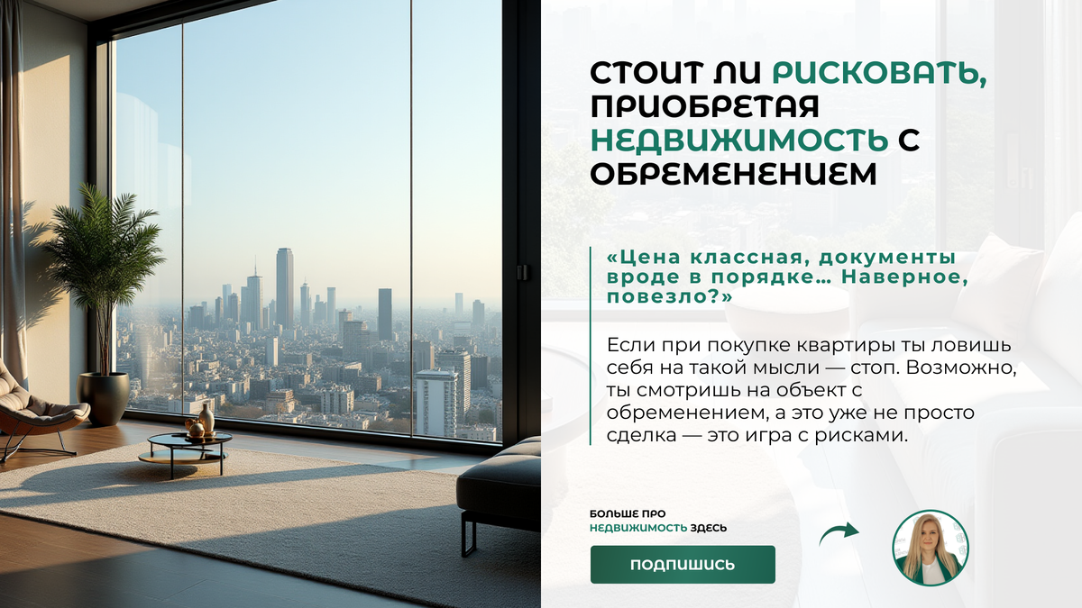 Если при покупке квартиры ты ловишь себя на такой мысли — стоп. Возможно, ты смотришь на объект с обременением, а это уже не просто сделка — это игра с рисками.