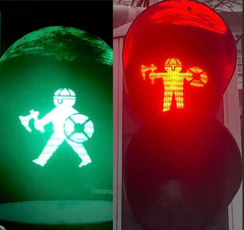 Человечки на светофоре в Дании