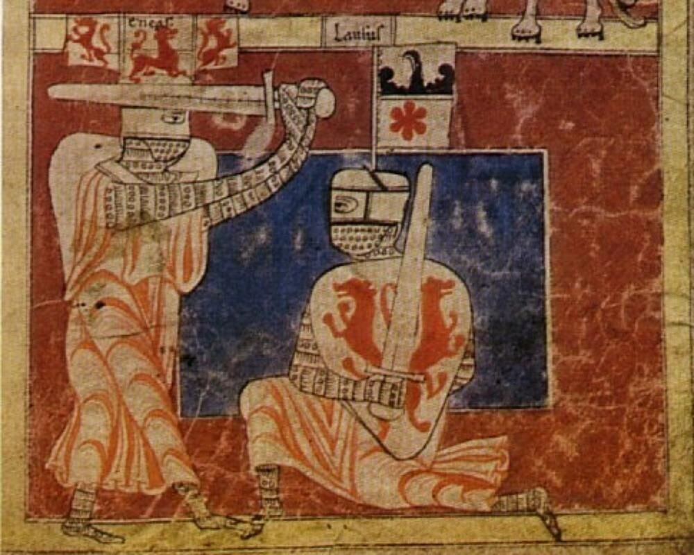  Так-то вполне себе двуручный хват. Хотя на дворе XII век.