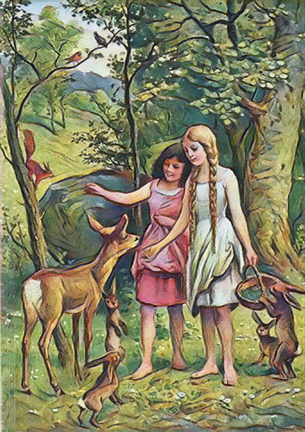 Белоснежка и Розочка в лесу