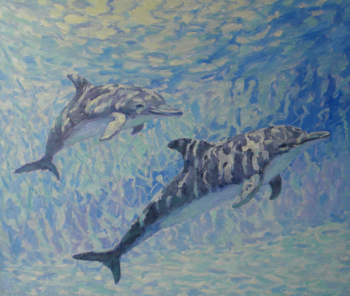 Полина Горецкая "Дельфины" 2022 холст, масло 100х120