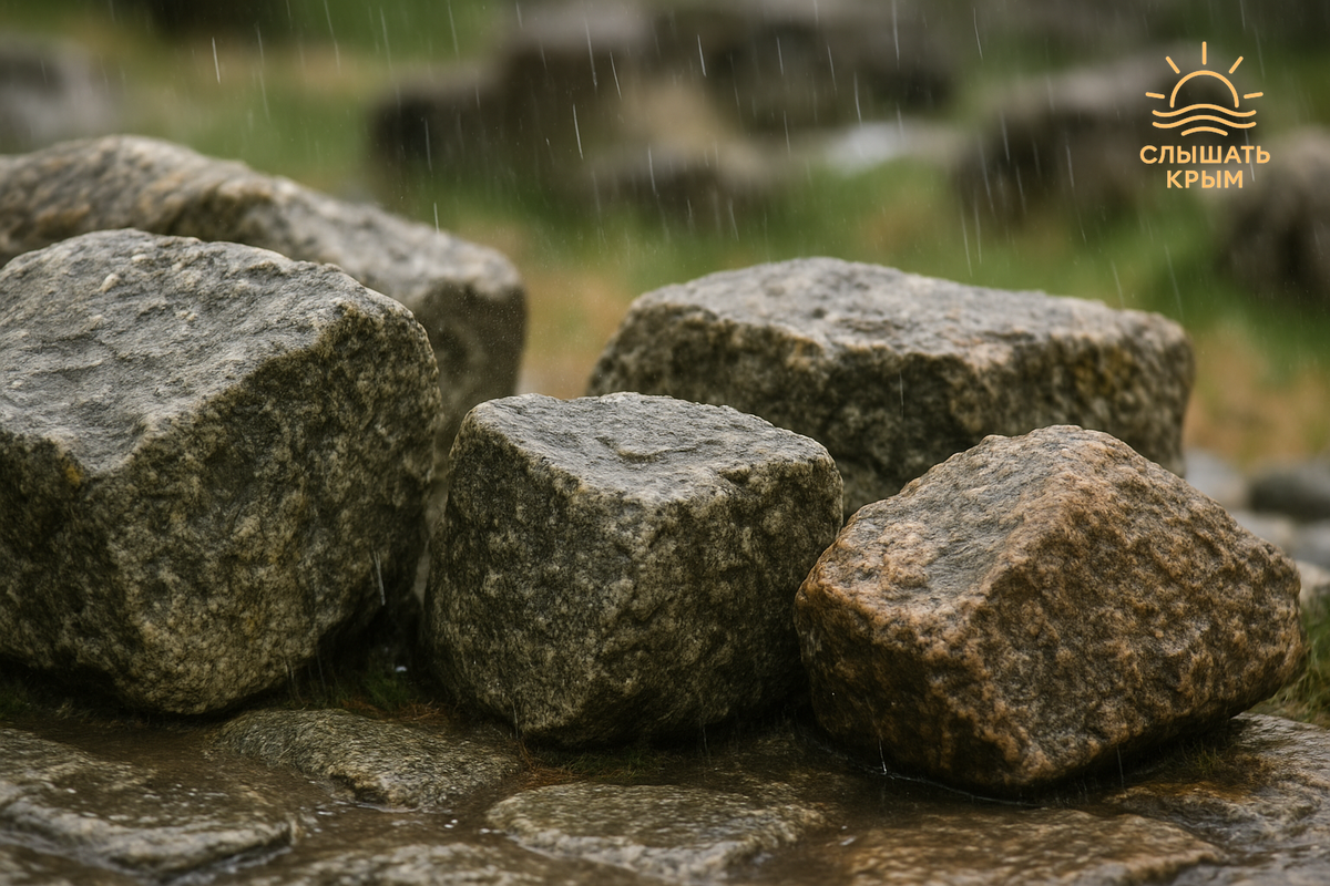 Влажные камни древнего Пантикапея в Керчи