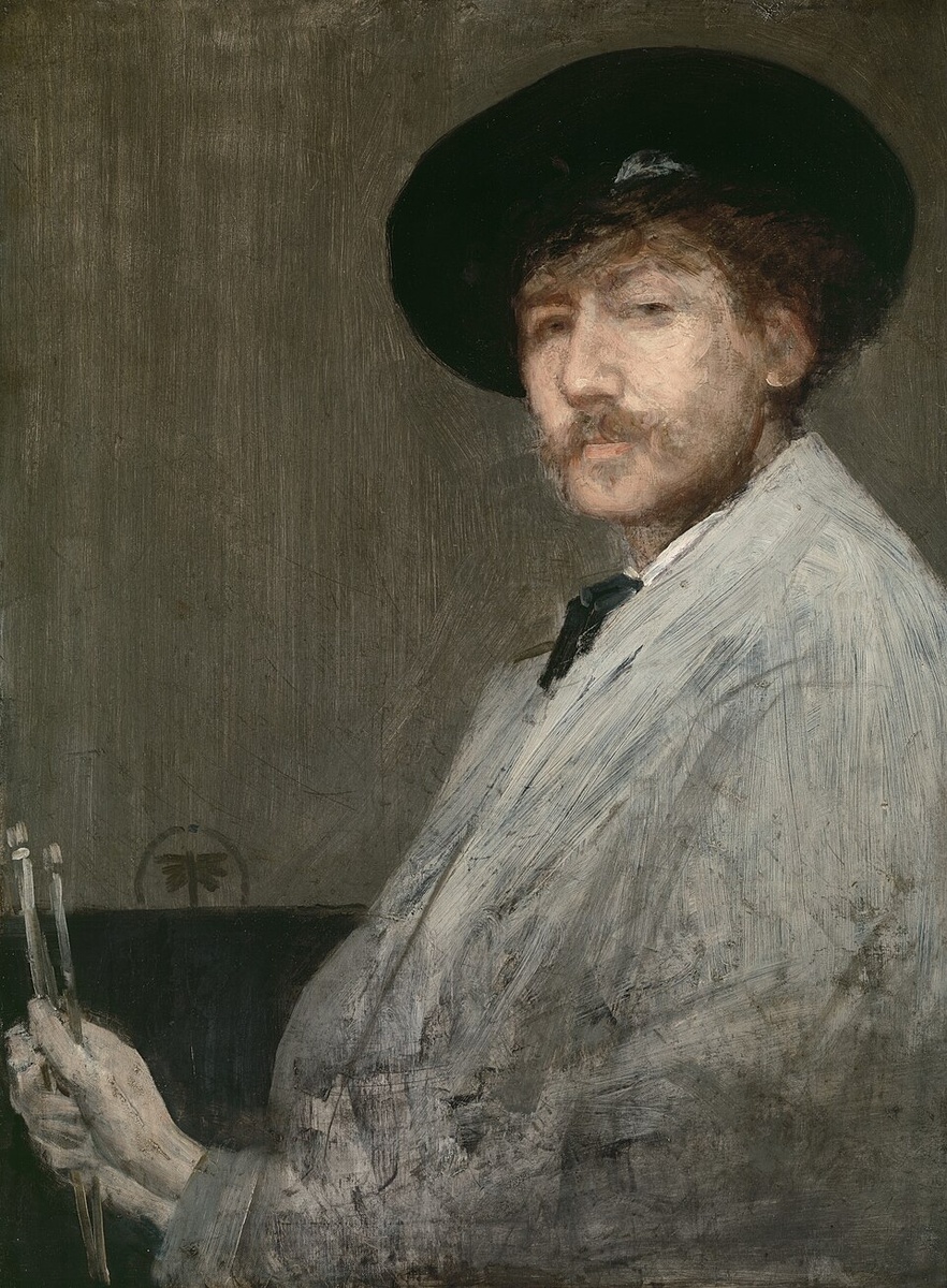 Джеймс Уистлер (англ. James Whistler)Аранжировка в сером: портрет художникаАвтопортрет, ок. 1872. Холст, масло. Детройтский институт искусств.
