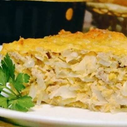 Запеканка из капусты с куриной грудкой 