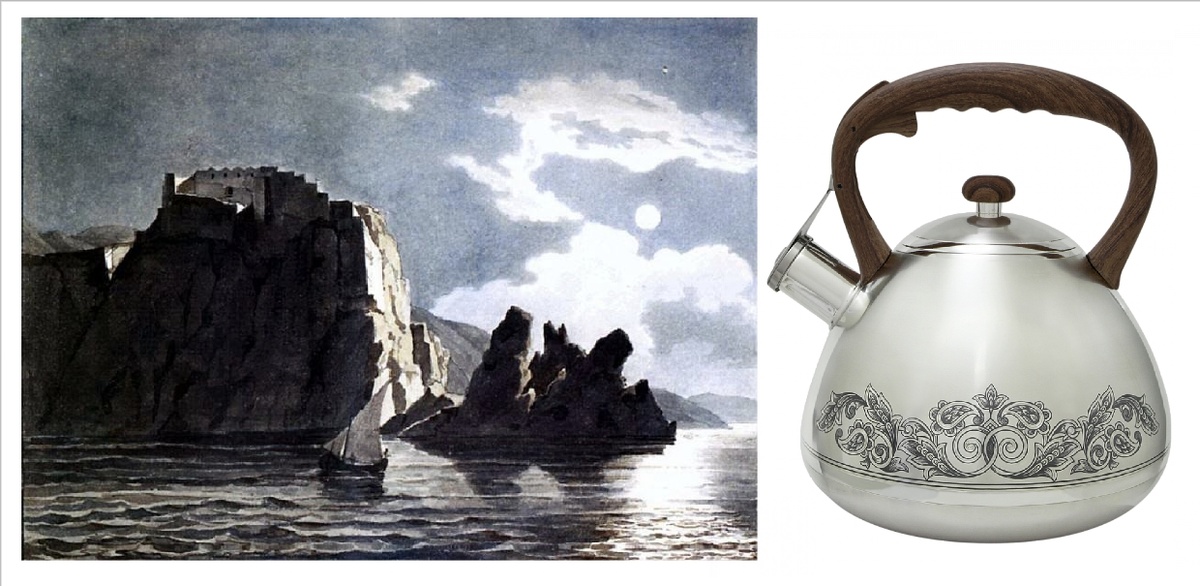 Скалы и луна ночью, Карл Брюллов