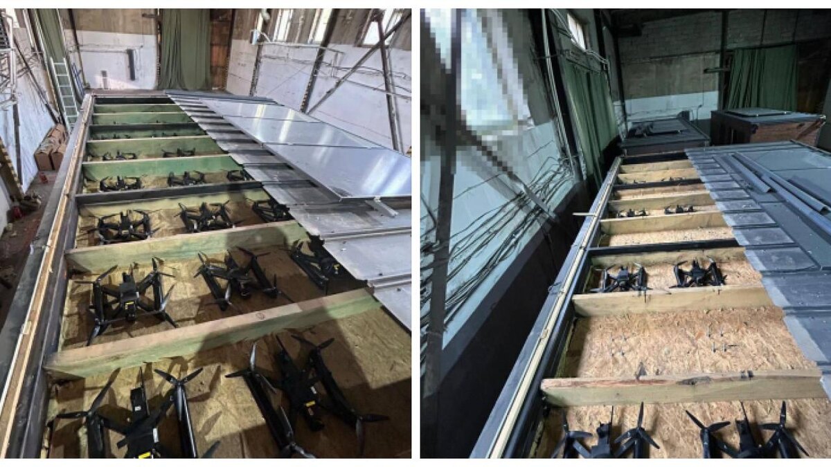 Заготовка – контейнер с дронами и сдвижной крышей для атаки разместили украинские паблики.