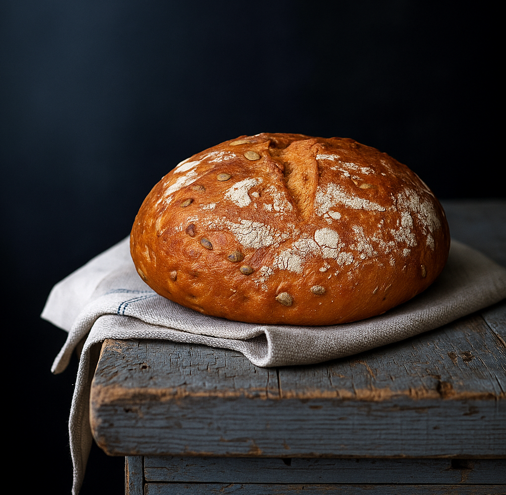 Наш тыквенный хлеб — это больше, чем просто выпечка. Это ароматный кусочек уюта, созданный по всем канонам ремесленного хлебопечения.
