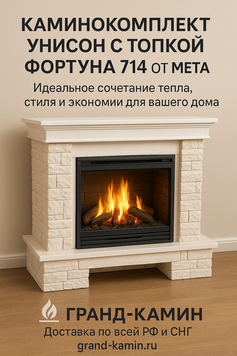    Каминокомплект Унисон с топкой Фортуна 714 от Мета: идеальное сочетание тепла, стиля и экономии для вашего дома Kamin