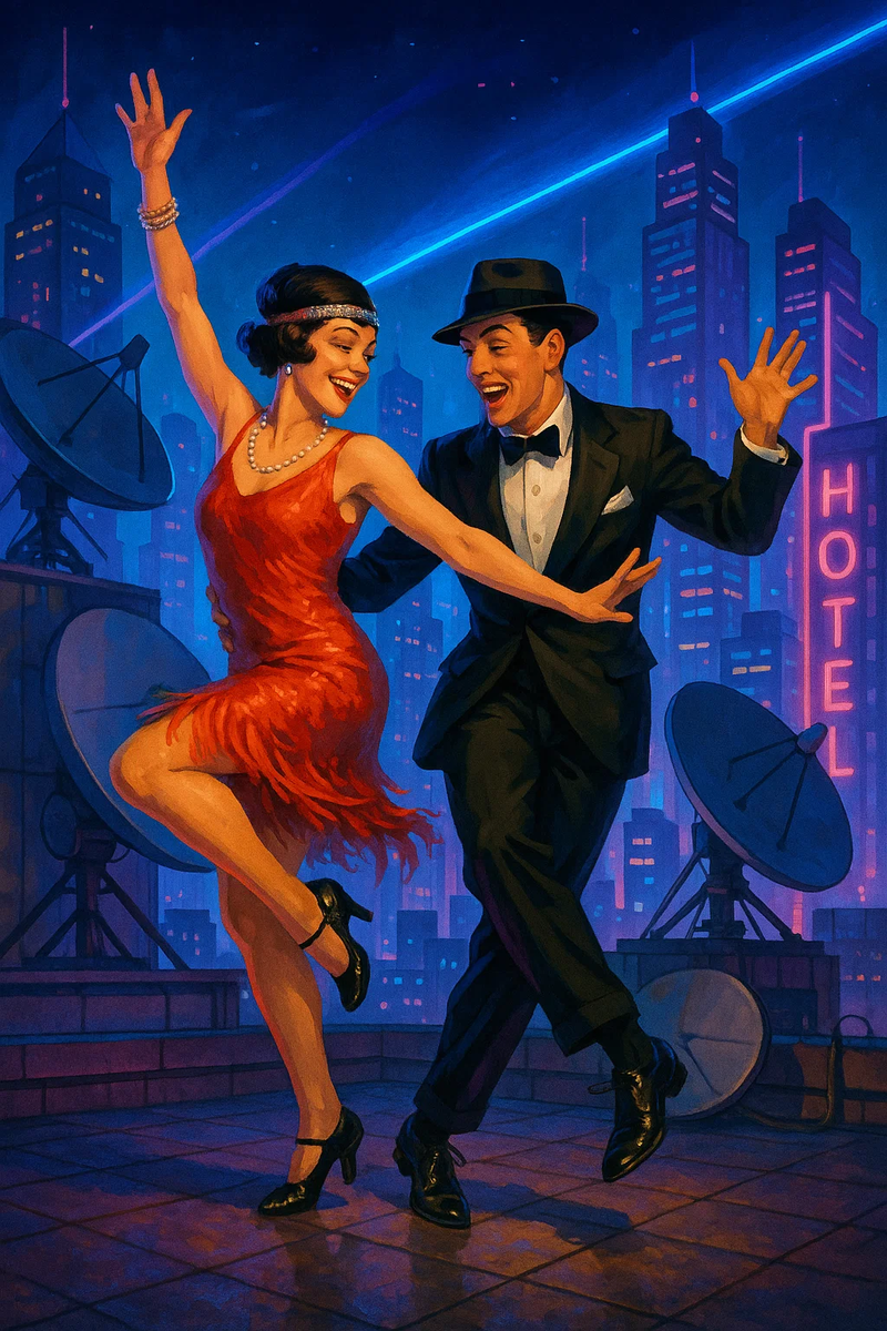 Иллюстрация «Танцующая пара» — результат творческого тандема между мной и ИИ.