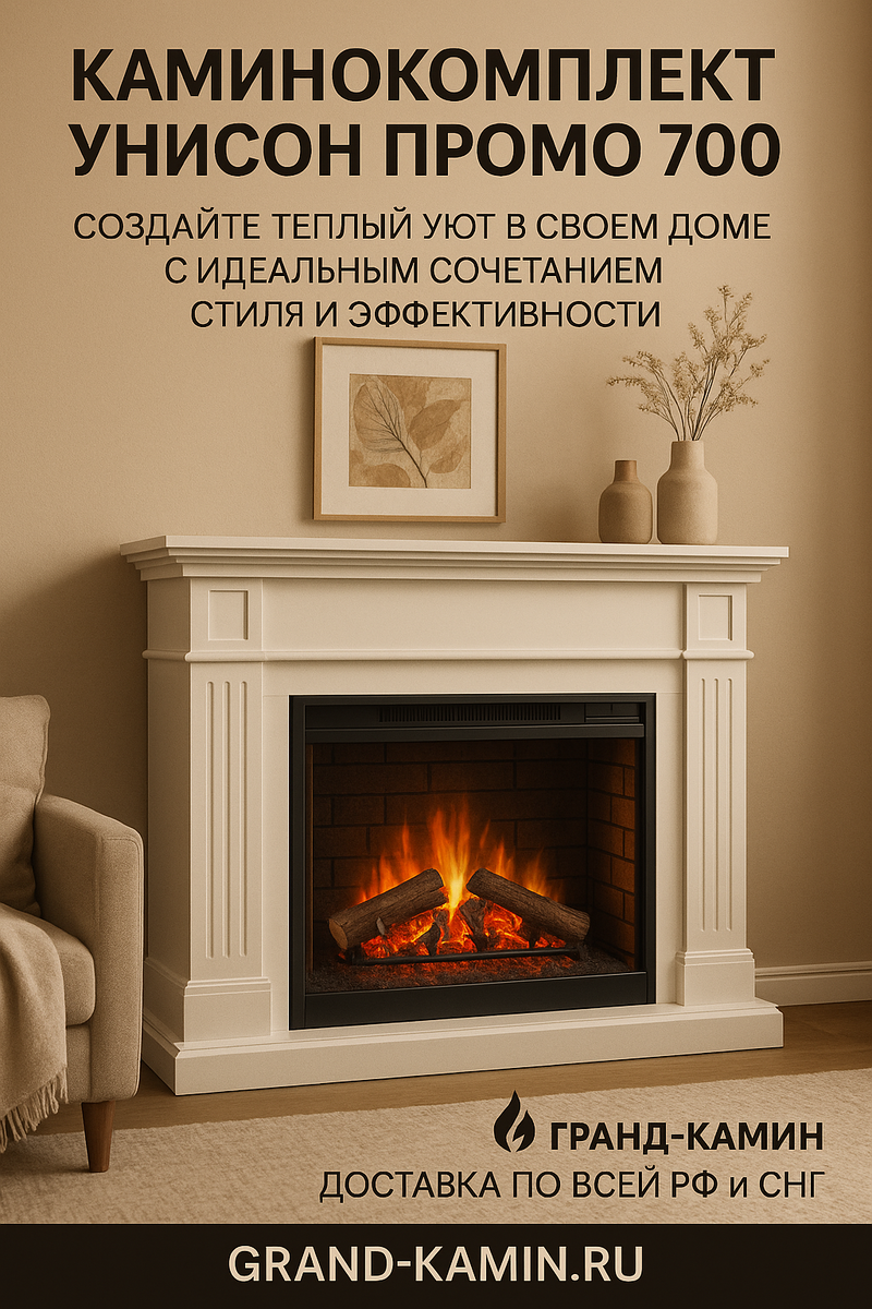    Каминокомплект Унисон Промо 700 — создайте теплый уют в своем доме с идеальным сочетанием стиля и эффективности Kamin