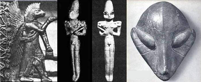 Более ранние изображения рептильных БОГОВ Древней Шумерии, их ещё называли ЗМЕЯМИ, или Мудрыми НАГАМИ. По разным оценкам прибыли на Землю 420-350 млн. лет назад.